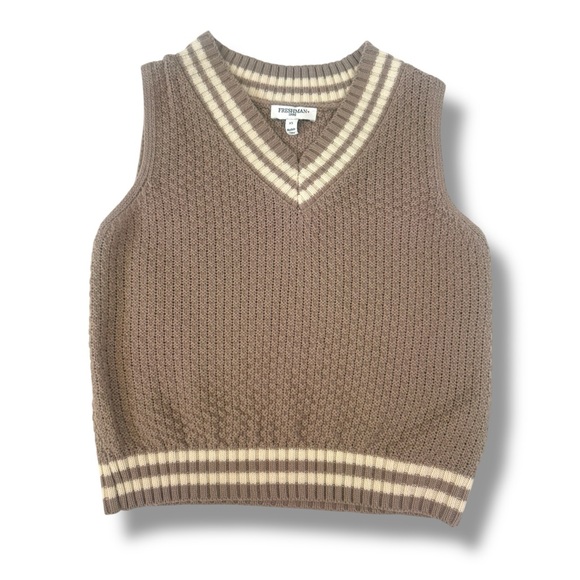 Freshman Tan and Cream Knit Vest - Picture 1 of 5